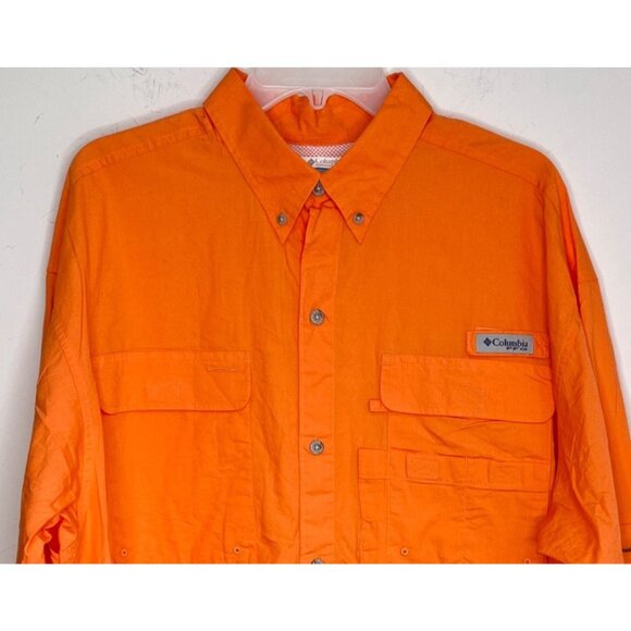 Columbia PFG Professional Fishing Gear LS Shirt Vented Quick Dry Men Size L Oran - Picture 2 of 15